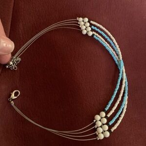 Choker necklace beaded wire lobster clasp